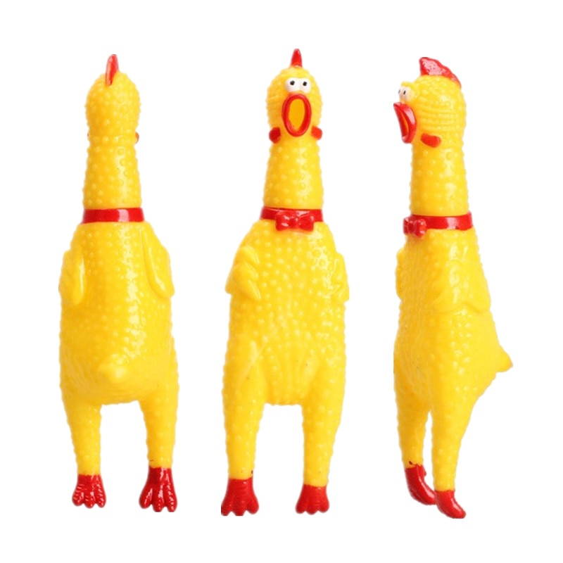 Yellow Rubber Screaming Chicken Pet Dog Toy Puppy Chew Squeak Venting Toys