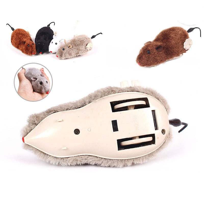 Hot Creative Funny Clockwork Spring Power Plush Mouse Toy Cat
