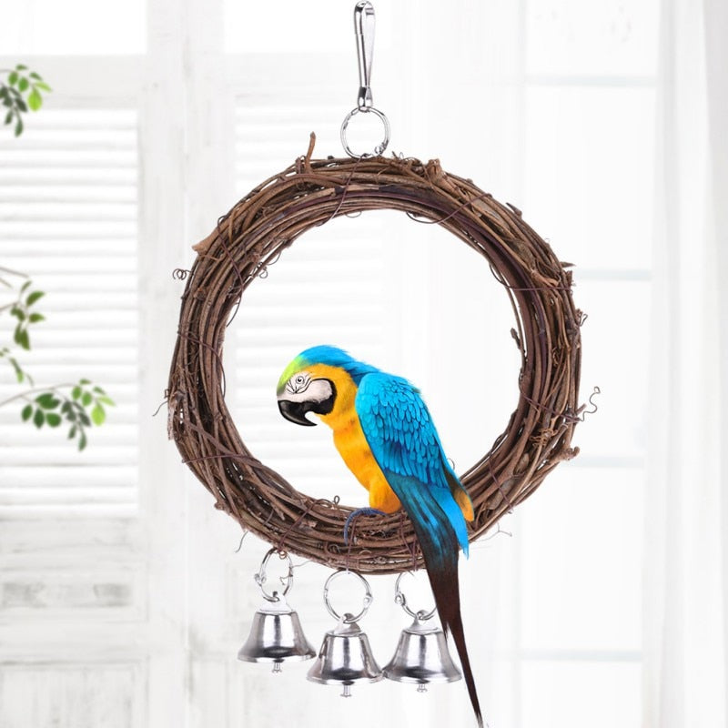 Bird Parrot Hanging Swing Rings Balls With Bells Chew Toy