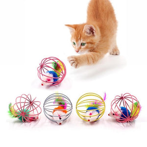Cat Interactive Toy Stick Feather Wand With Small Bell Mouse Cage Toys