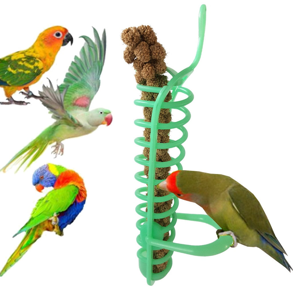 Bird Toy Foraging Device Fruit Fork With Stand Plastic Pet Bird Eating Toy